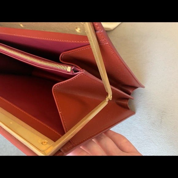 Celine Clasp Medium Red Calfskin Leather Tote - Picture 15 of 16